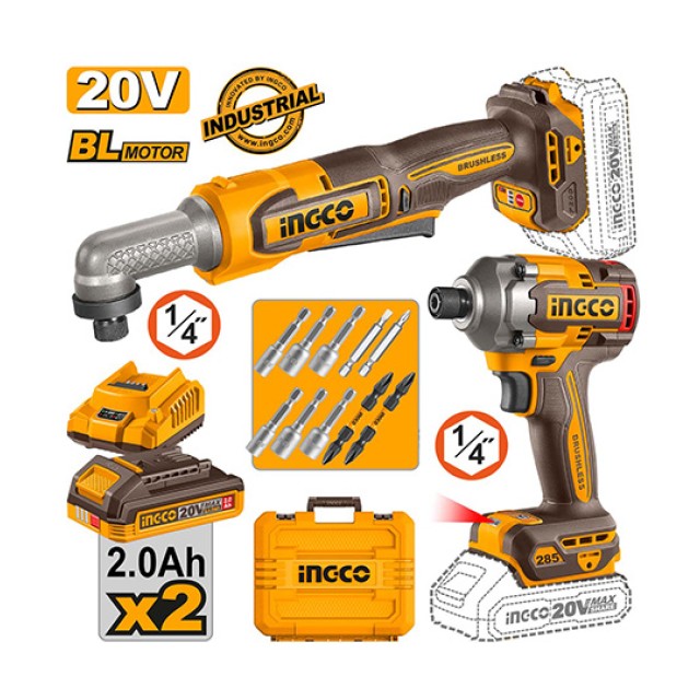 Σετ Εργαλεία Μπαταρίας 20V Li-Ion 2τμχ COSLI260296E Ingco