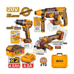 Σετ Εργαλεία Μπαταρίας Compact 20V Li-Ion 3τμχ Ingco