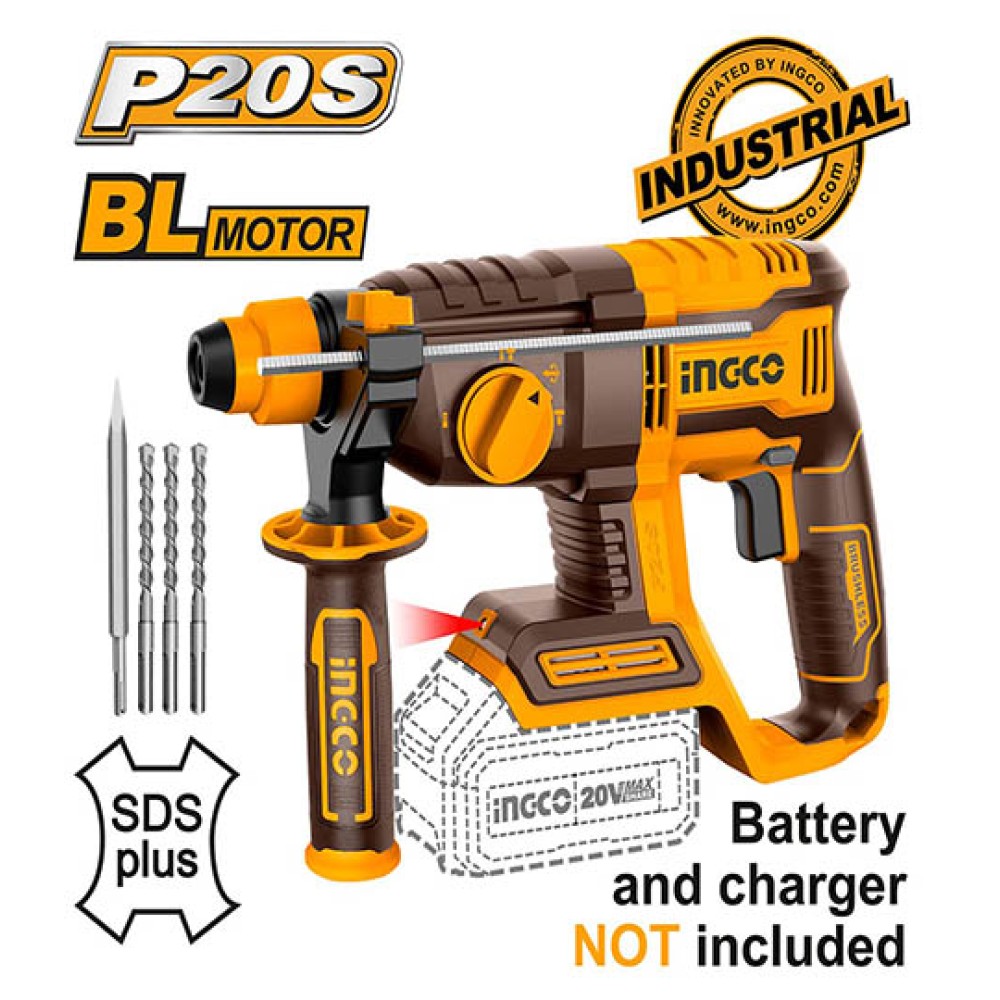 Cordless Rotary Hammer Drill 20V Ingco SOLO