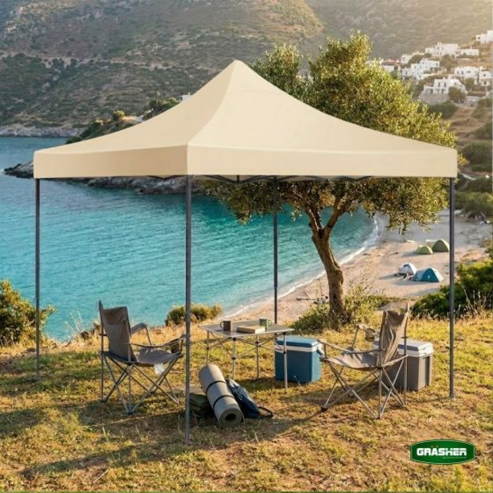 Κιόσκι Κήπου Πτυσσόμενο Μπεζ 420D 3x3m Grasher