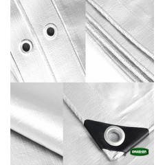 Αδιάβροχος Μουσαμάς-Τέντα 5x10m 120gr/m2 με Κρίκους Λευκός Grasher