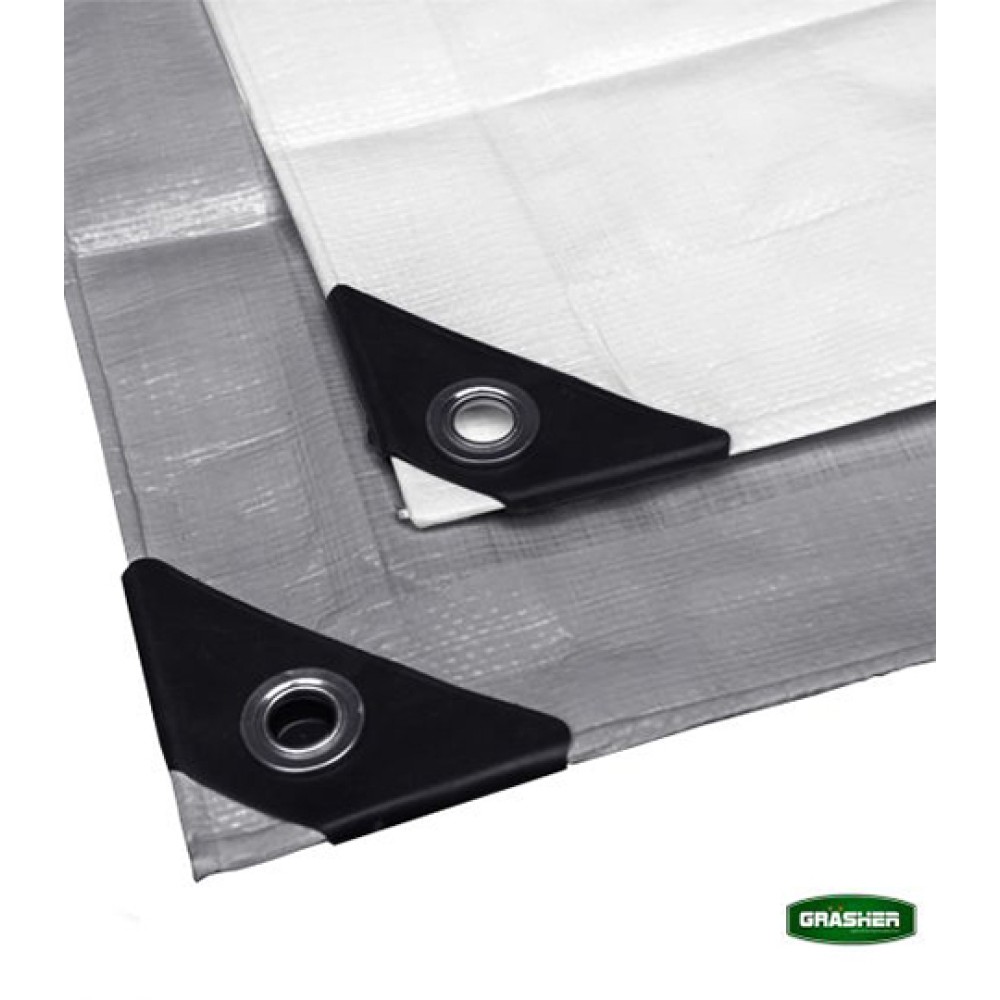 Αδιάβροχος Μουσαμάς-Τέντα 8x12m 120gr/m2 με Κρίκους Γκρι Grasher