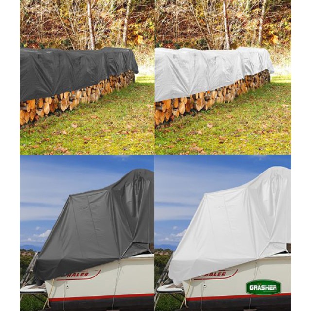Αδιάβροχος Μουσαμάς-Τέντα 8x12m 120gr/m2 με Κρίκους Λευκός Grasher