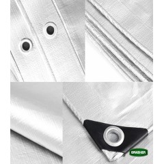 Αδιάβροχος Μουσαμάς-Τέντα 8x12m 120gr/m2 με Κρίκους Λευκός Grasher