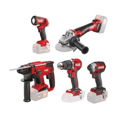 Σετ Κρουστικό Δραπανοκατσάβιδο - Παλμικό Κατσαβίδι - Περιστροφικό Πιστολέτο & Γωνιακός Τροχός Μπαταρίας Flex