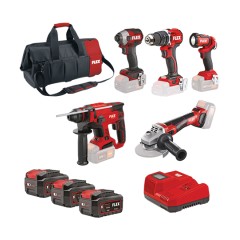 Σετ Κρουστικό Δραπανοκατσάβιδο - Παλμικό Κατσαβίδι - Περιστροφικό Πιστολέτο & Γωνιακός Τροχός Μπαταρίας Flex