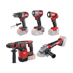 Σετ Κρουστικό Δραπανοκατσάβιδο - Περιστροφικό Πιστολέτο - Γωνιακός Τροχός - Μπουλονόκλειδο Μπαταρίας Flex