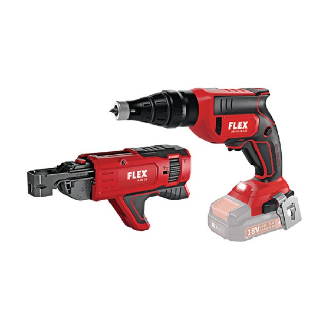 Σετ Κατσαβίδι Γυψοσανίδας Μπαταρίας & Γεμιστήρας Βιδών Flex