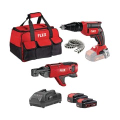 Σετ Κατσαβίδι Γυψοσανίδας Μπαταρίας & Γεμιστήρας Βιδών Flex