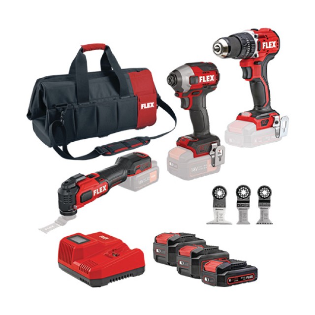 Σετ Κρουστικό Δραπανοκατσάβιδο - Παλμικό Κατσαβίδι - Πολυεργαλείο Multi Cutter Μπαταρίας Flex