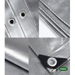 Αδιάβροχος Μουσαμάς-Τέντα 6x12m 120gr/m2 με Κρίκους Γκρι Grasher