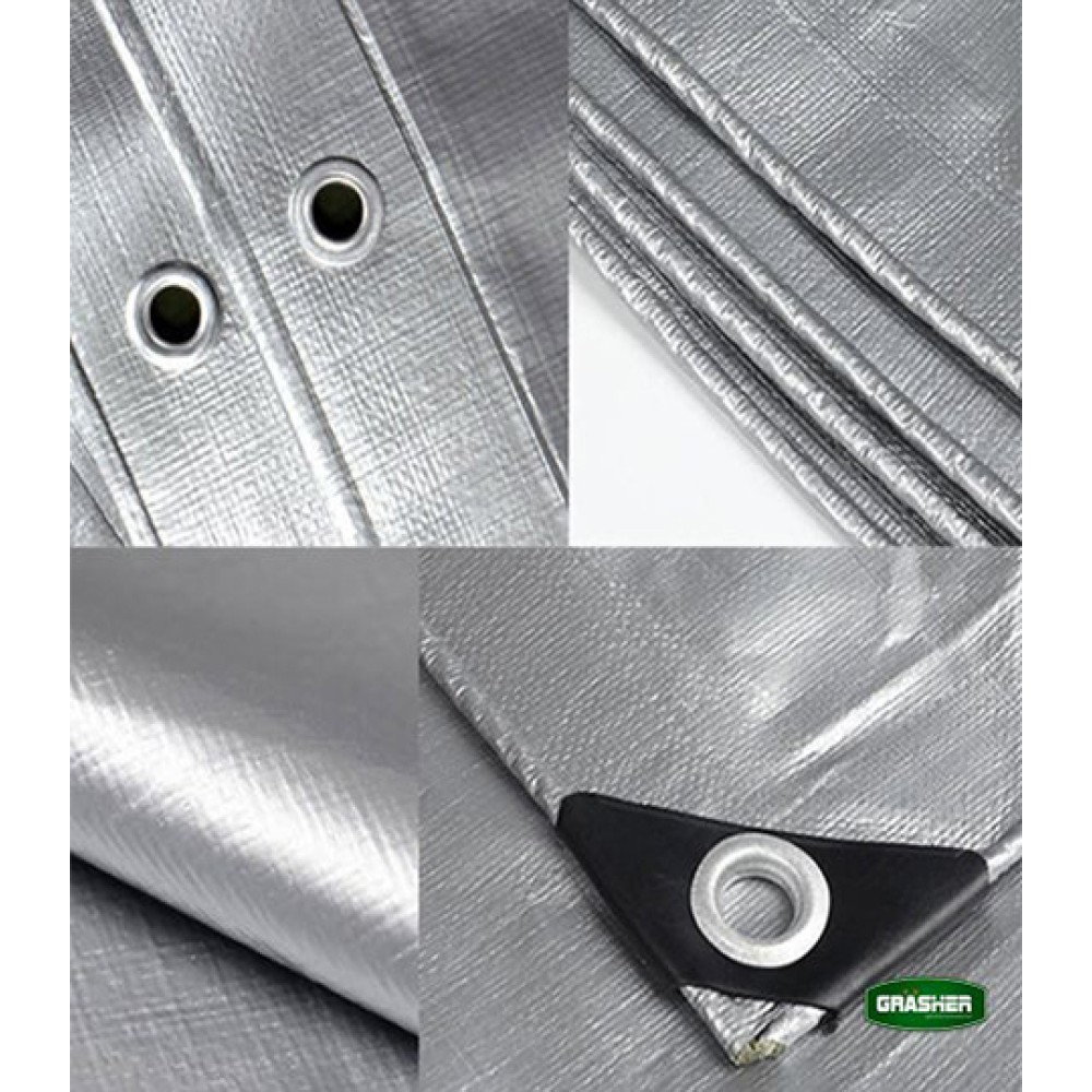 Αδιάβροχος Μουσαμάς-Τέντα 6x12m 190gr/m2 με Κρίκους Γκρι Grasher