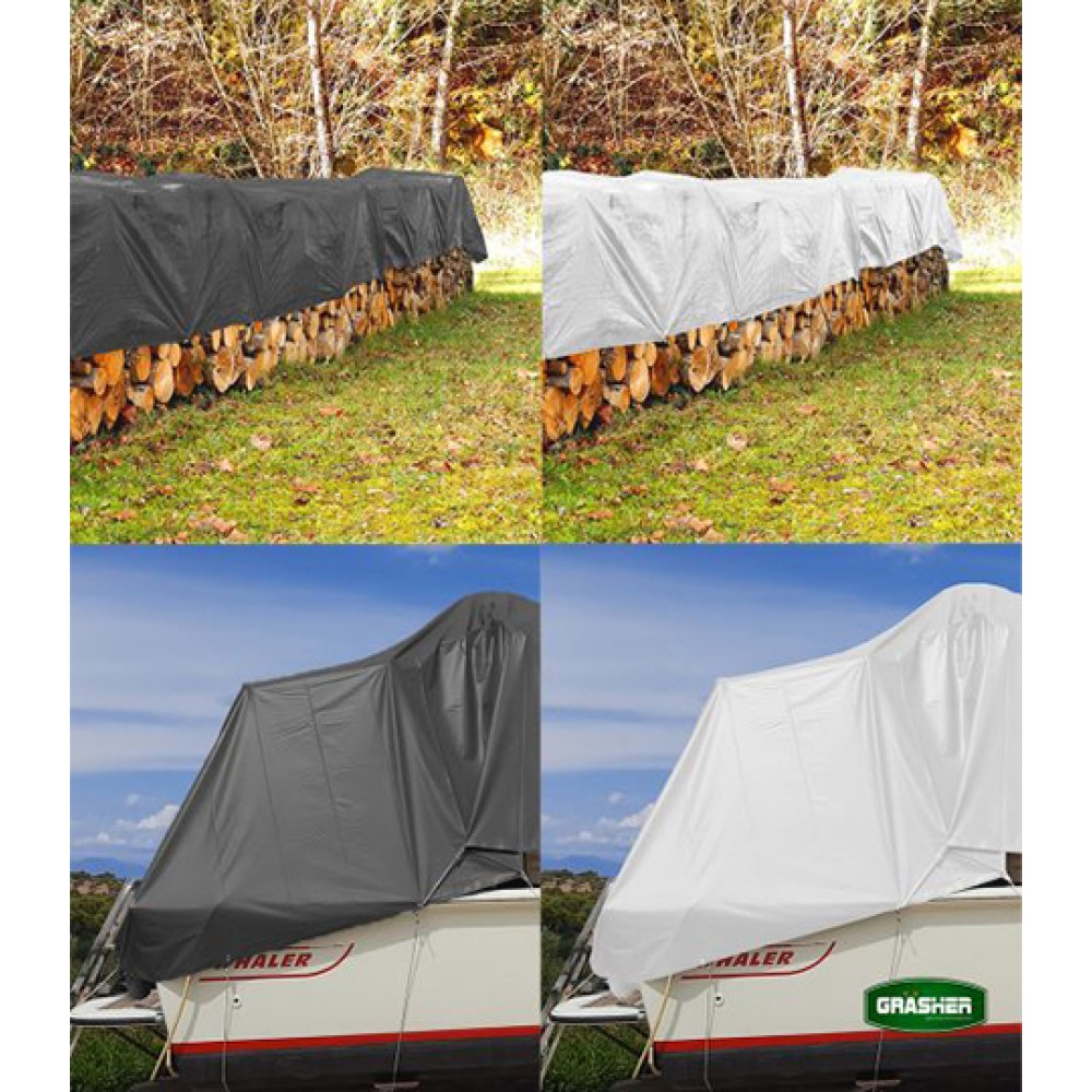 Αδιάβροχος Μουσαμάς-Τέντα 6x12m 250gr/m2 με Κρίκους Γκρι Grasher
