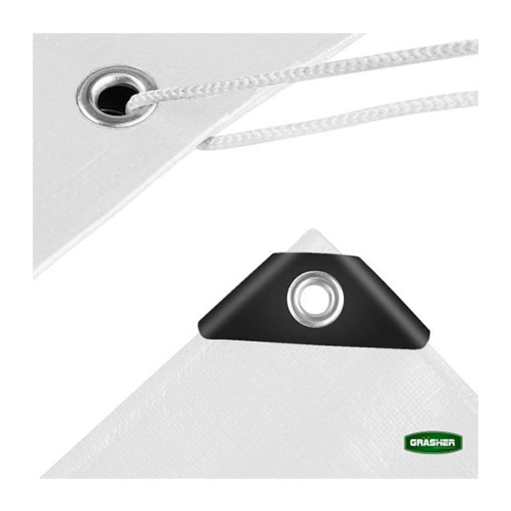 Αδιάβροχος Μουσαμάς - Τέντα 4x5m 190gr/m² GRASHER Με Κρίκους  Λευκός Grasher