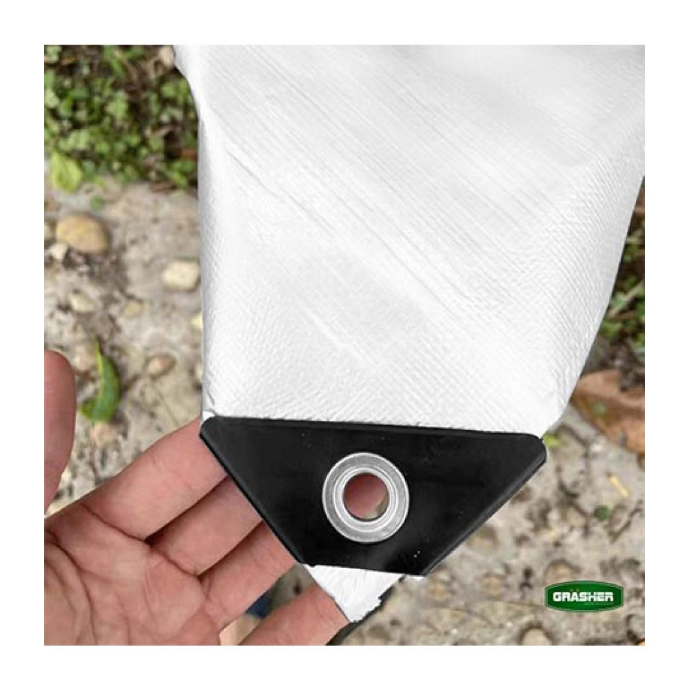Αδιάβροχος Μουσαμάς - Τέντα 4x5m 190gr/m² GRASHER Με Κρίκους  Λευκός Grasher