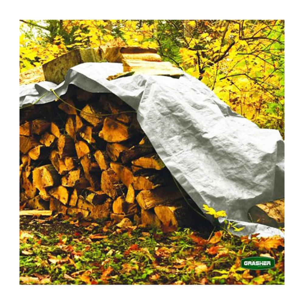 Αδιάβροχος Μουσαμάς - Τέντα 4x5m 190gr/m² GRASHER Με Κρίκους  Λευκός Grasher