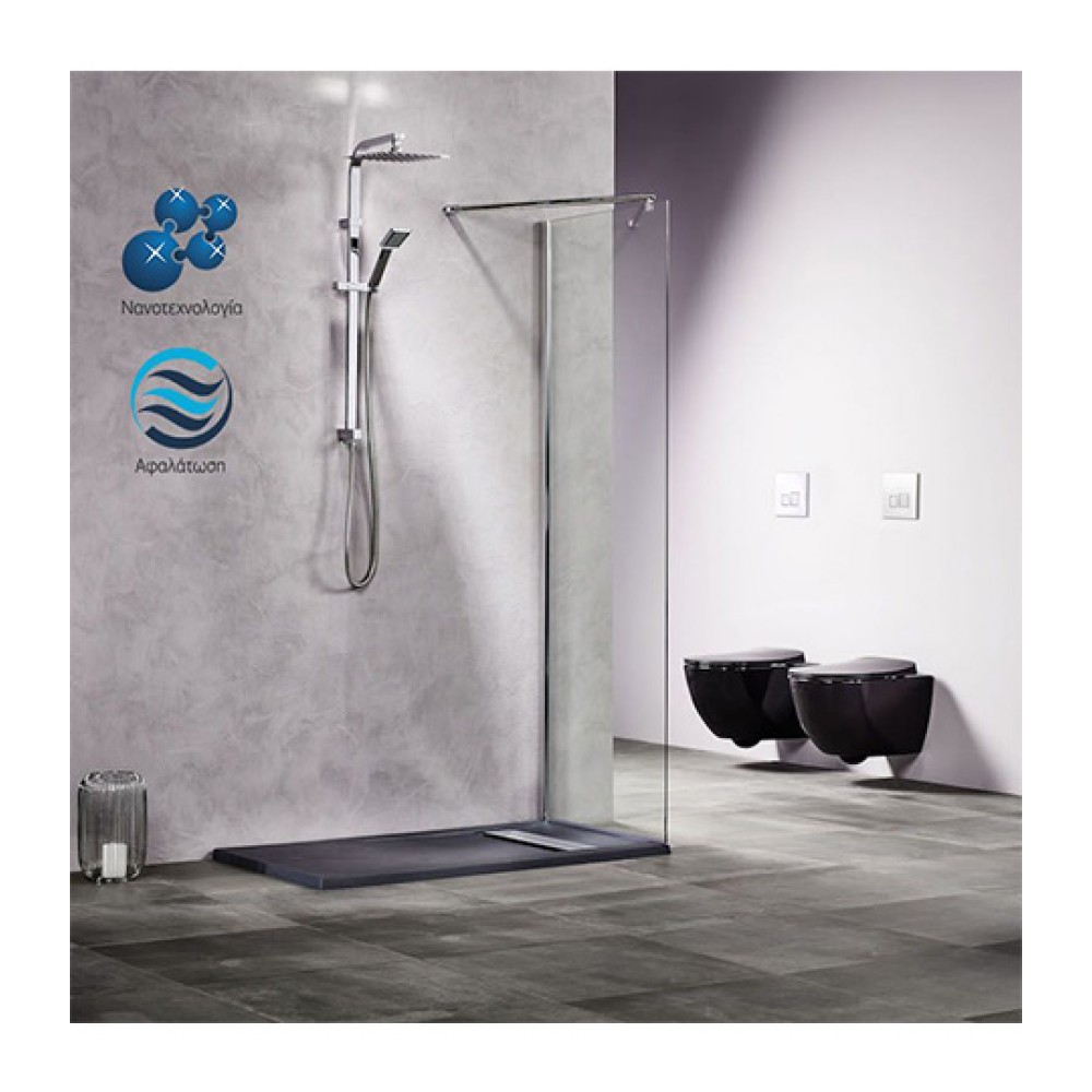 Σταθερό Πάνελ Ντουζιέρας Walk-In Χρωμέ 90x180cm Free Tema