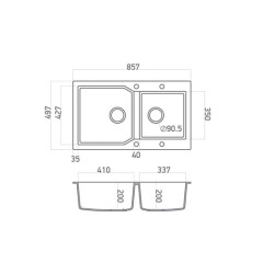 Kitchen Sink Ultra Granite 804 86x50cm Sabbia Kitchen Sink Ultra Granite 804 86x50cm Sabbia