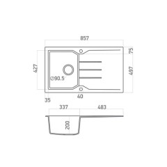 Kitchen Sink Ultra Granite 805 86x50cm Bianco Kitchen Sink Ultra Granite 805 86x50cm Bianco