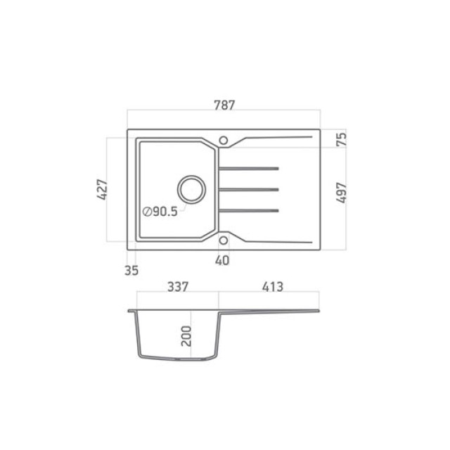 Kitchen Sink Ultra Granite 807 79x50cm Sabbia