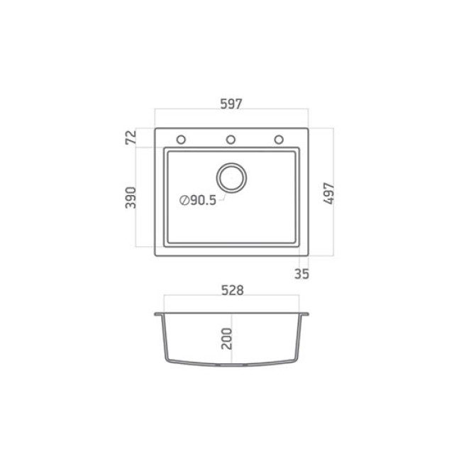 Kitchen Sink Ultra Granite 809 60x50cm Ocra