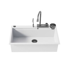 Νεροχύτης Γρανίτη Sanitec 850 Multi Ultra Granite 79x50cm Bianco Chromo