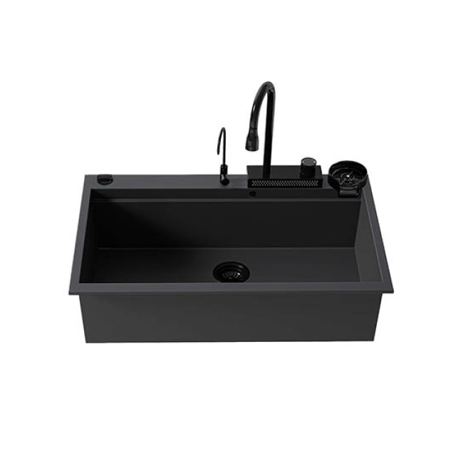 Νεροχύτης Γρανίτη Sanitec 850 Multi Ultra Granite 79x50cm Nero
