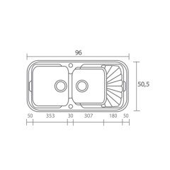 Νεροχύτης Κουζίνας Classic 304 96x51cm Granite Black