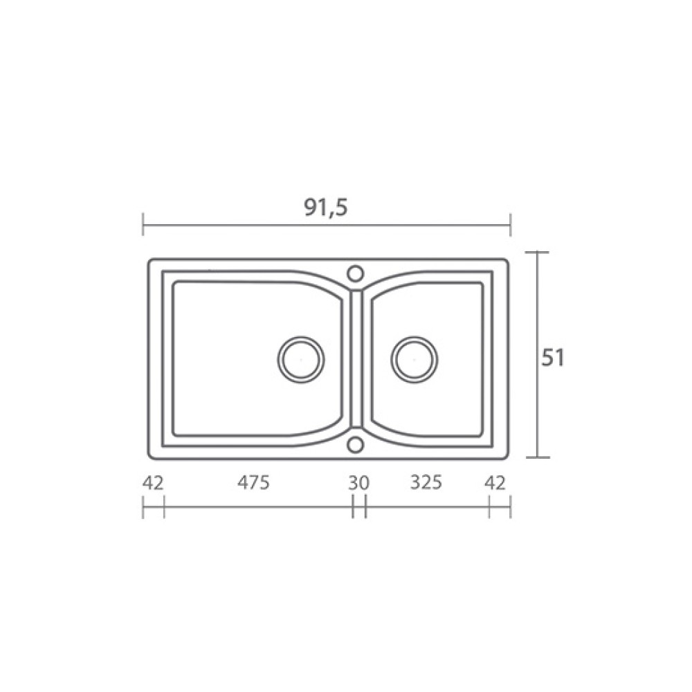 Νεροχύτης Κουζίνας Classic 307 92x51cm White