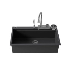 Νεροχύτης Γρανίτη Sanitec 850 Multi Ultra Granite 79x50cm Nero Chromo
