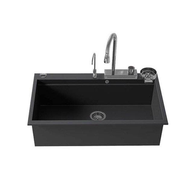 Νεροχύτης Γρανίτη Sanitec 850 Multi Ultra Granite 79x50cm Nero Chromo
