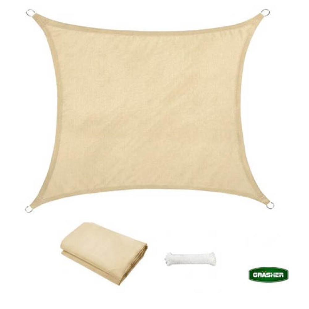 Πανί Σκίασης Oxford Τετράγωνο Αδιάβροχο Εκρού 3x3m Grasher