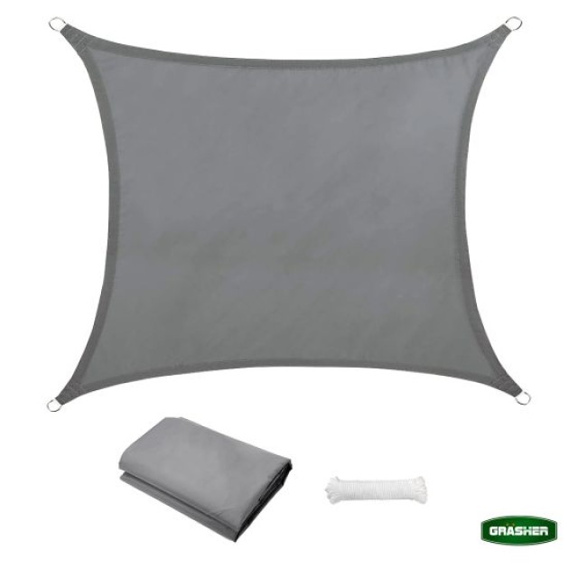 Πανί Σκίασης Oxford Τετράγωνο Αδιάβροχο Γκρί 3x3m Grasher
