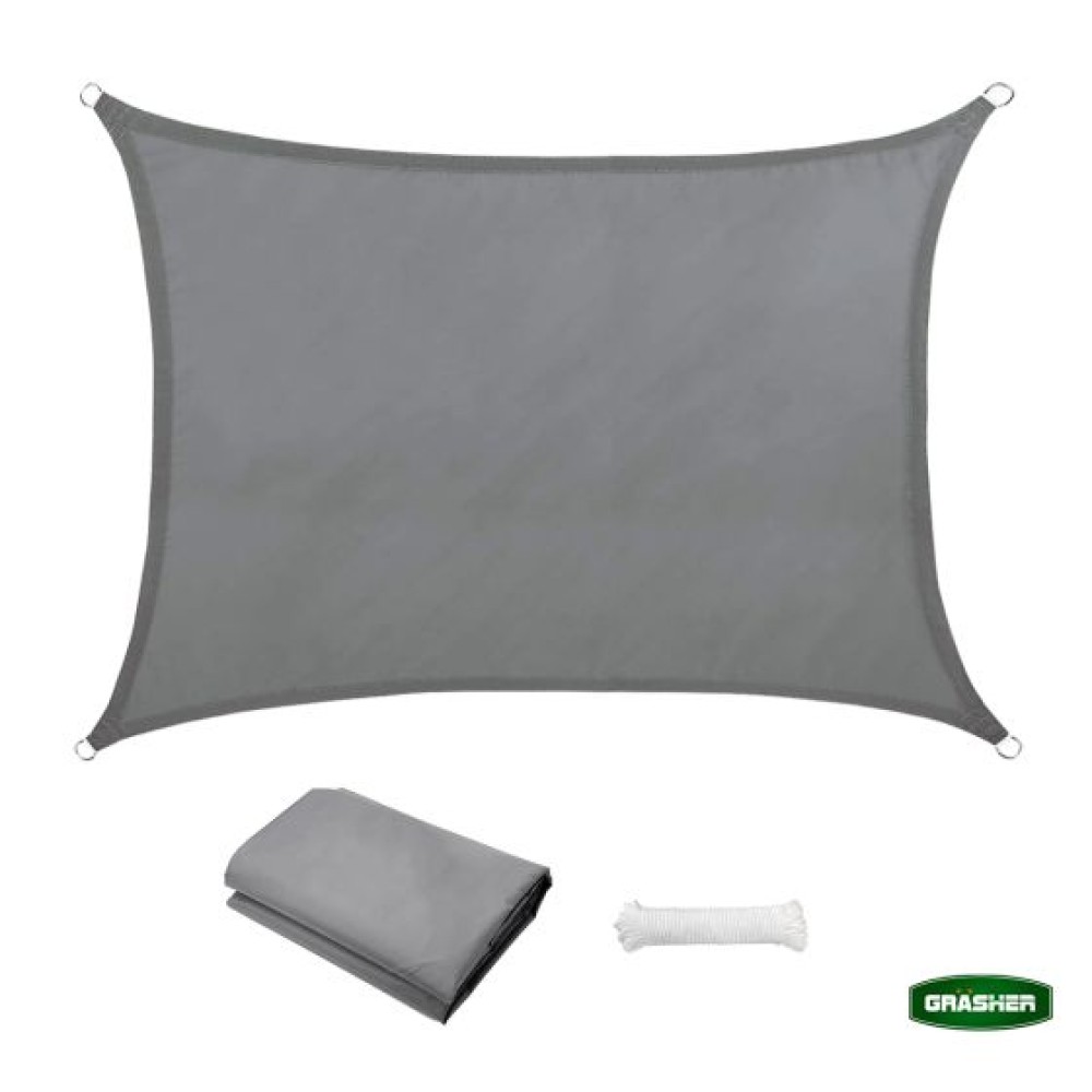Πανί Σκίασης Oxford Ορθογώνιο Αδιάβροχο Γκρί 3x4m Grasher