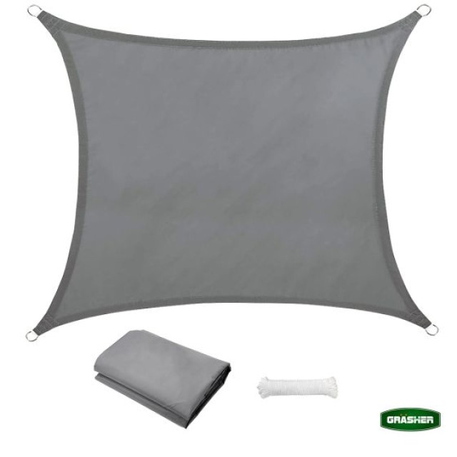 Πανί Σκίασης Oxford Τετράγωνο Αδιάβροχο Γκρί 5x5m Grasher