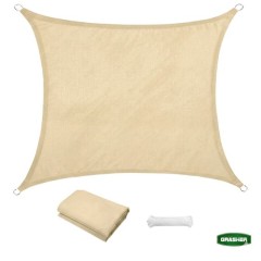 Πανί Σκίασης Oxford Τετράγωνο Αδιάβροχο Εκρού 5x5m Grasher