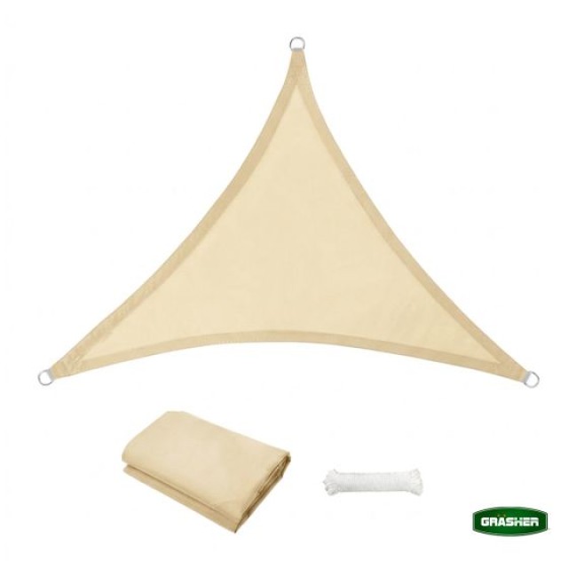 Oxford Triangle Waterproof Shade Sail Off White 3.5x3.5x3.5m Grasher
