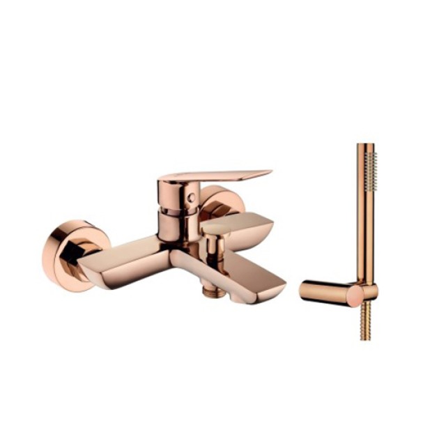 Μπαταρία Λουτρού Rose Gold με Τηλέφωνο Βάση & Σπιράλ Sleek 9900RG Tema