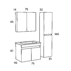 Σετ Μπάνιου Omega Μπεζ & Δρυς 75cm
