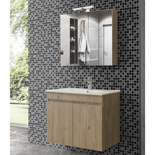 Σετ Μπάνιου Omega Μπεζ & Δρυς 75cm