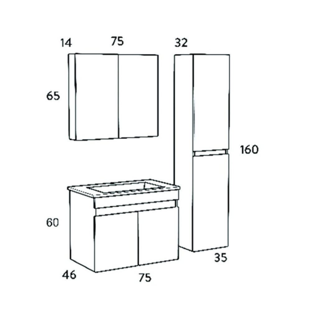 Σετ Μπάνιου Omega Λευκό 75cm