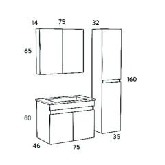 Σετ Μπάνιου Omega Λευκό 75cm