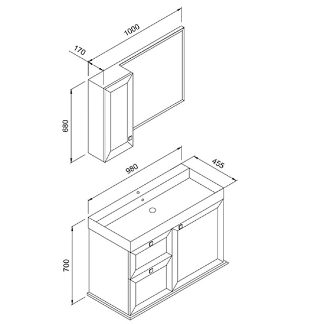 Bathroom Furniture Stella White Mat 100cm