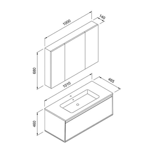 Bathroom Furniture Bella Soft Beige Mat 100cm