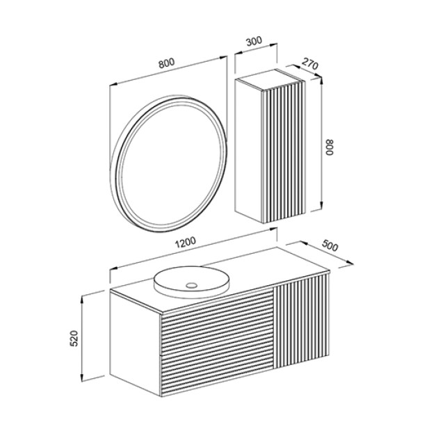 Bathroom Furniture Vien Anthracite Mat & Beige 120cm