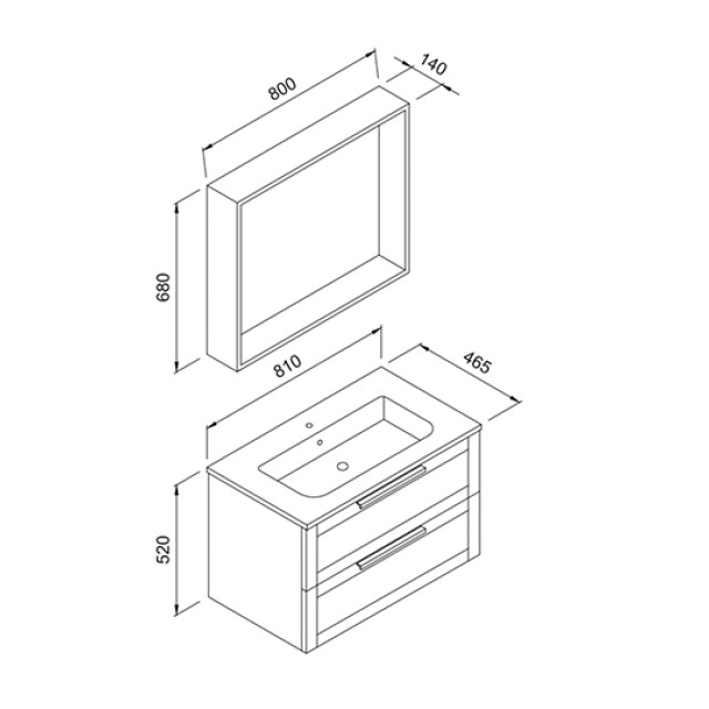 Bathroom Furniture Laguna White Mat 80cm