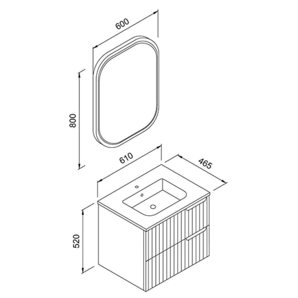 Σετ Μπάνιου Enza Λευκό Ματ 60cm