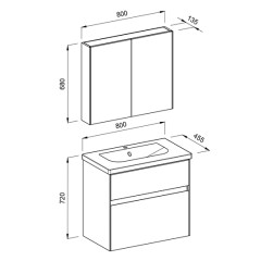 Σετ Μπάνιου Malaga Γκρι Ματ 80cm