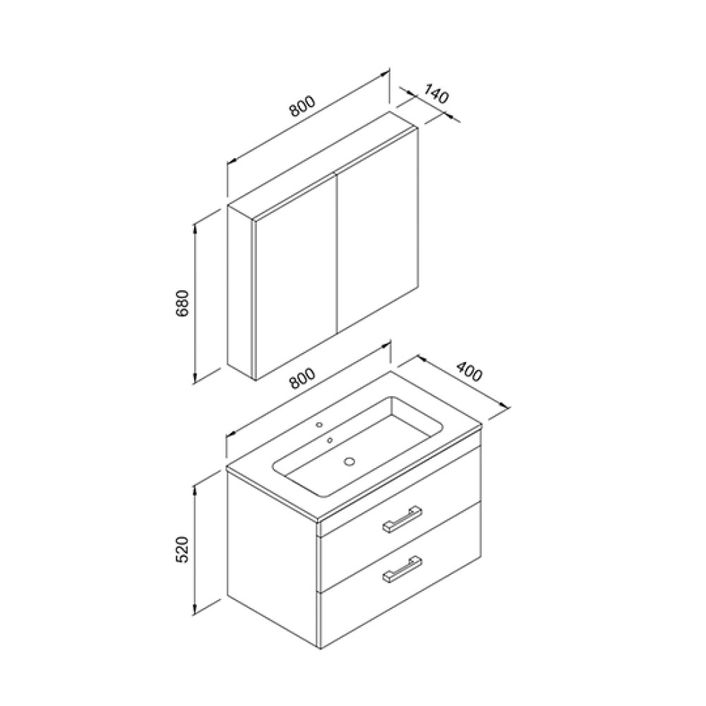 Bathroom Furniture Beige 80cm