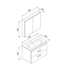 Bathroom Furniture Beige 80cm